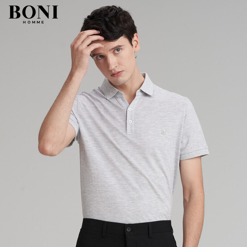 BONI/堡尼商务男装短袖t恤男polo衫时尚翻领上衣打底衫 LL384F12B