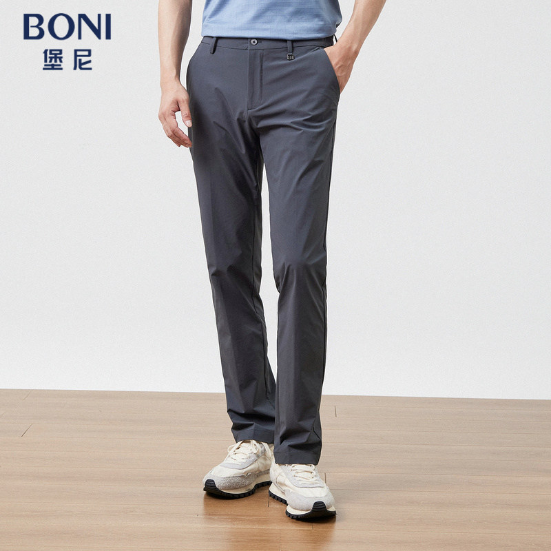 BONI/堡尼2023春夏新品锦纶混纺休闲裤修身长裤商务裤子KP383101A