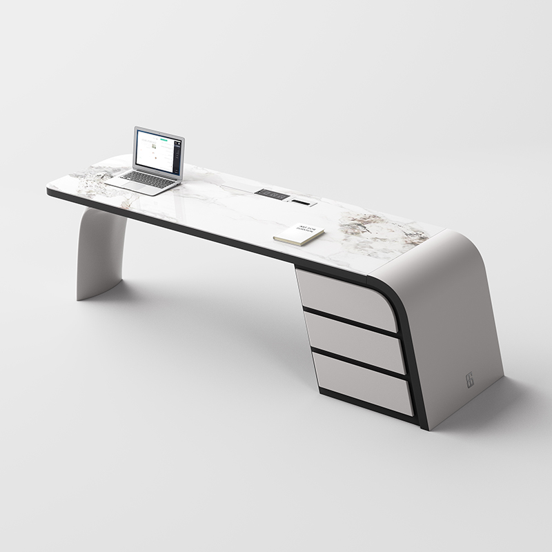 轻奢岩板书桌高端办公桌