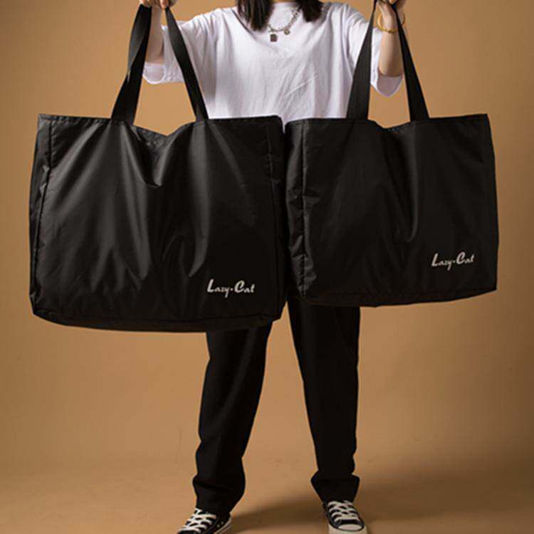 帆布包定制手提购物袋帆布拉链大号防水简约旅行袋黑色布袋买菜包