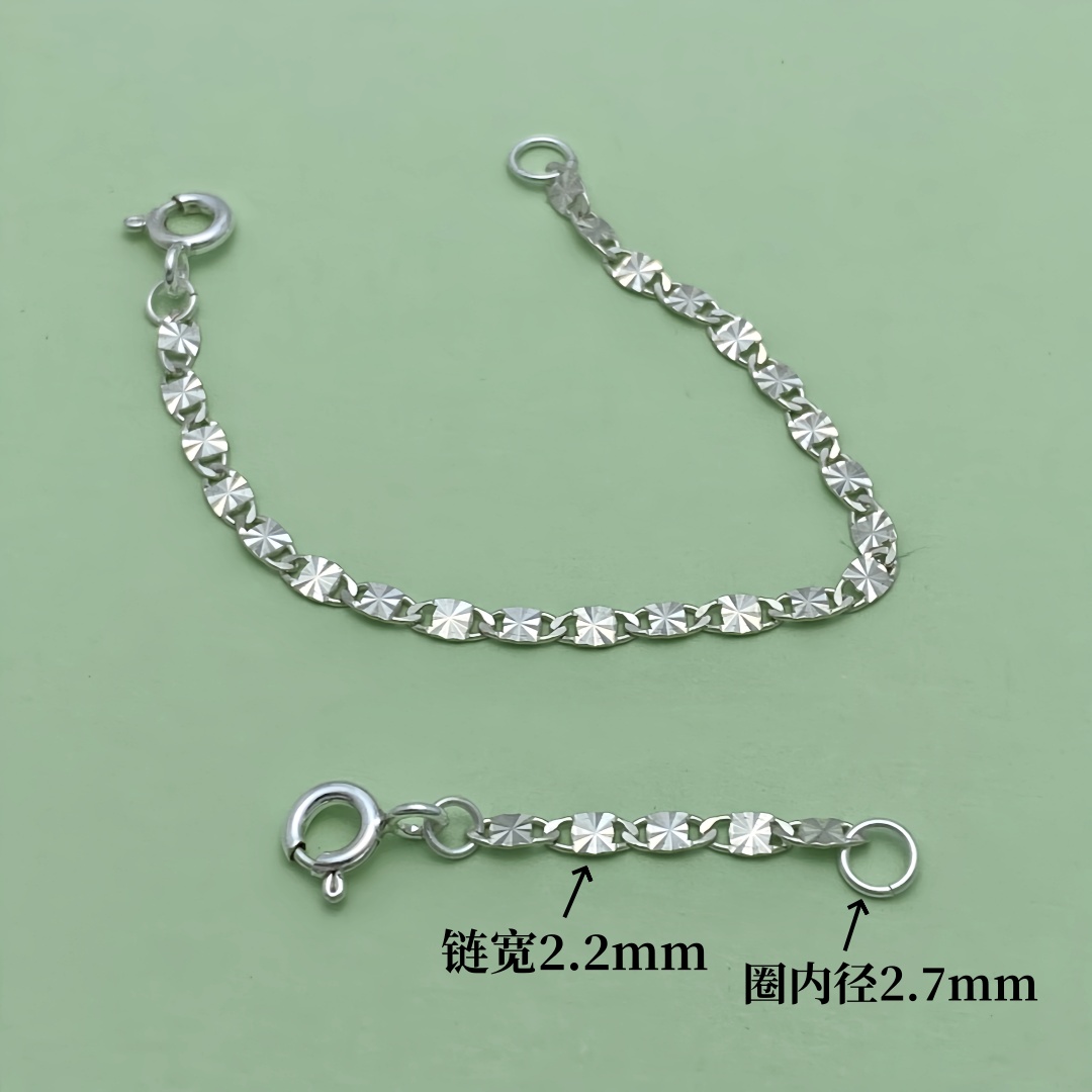 925纯银车花日字链条项链延长链