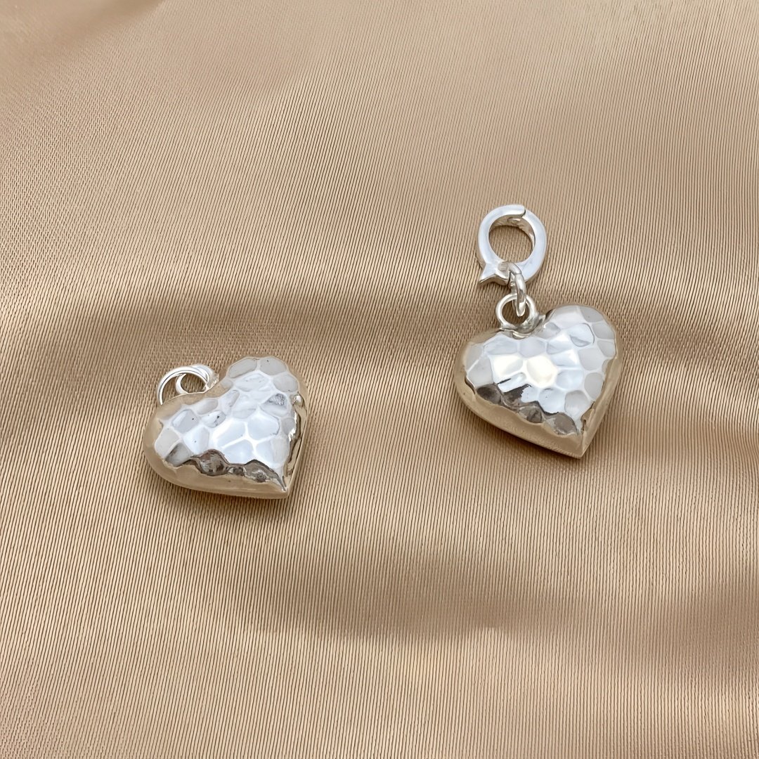 S925纯银锤纹闪闪爱心吊坠带活口扣珍珠链挂坠女轻奢小众设计项坠,饰品/流行首饰/时尚饰品新,银饰吊坠,淘宝优惠券,粉丝福利购,淘宝优惠卷