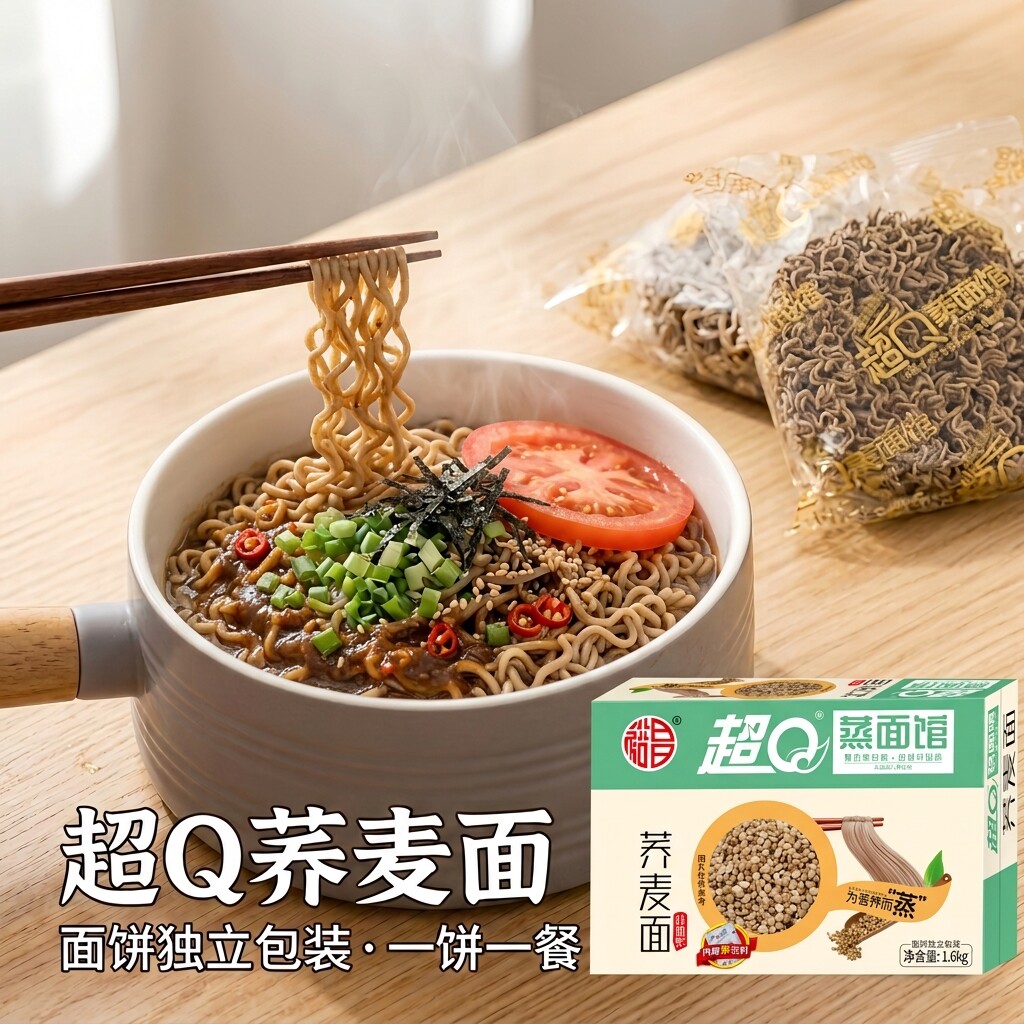 超Q蒸面馆非油炸荞麦面饼速食