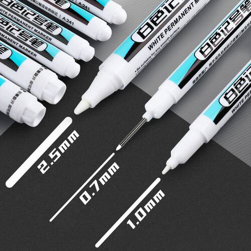 White Marker Oily Fine Tip Courier Waterproof Non-Fading Adv