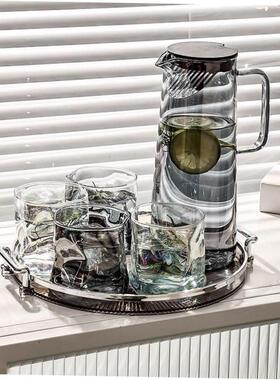 Glass cup set beer cups with tray holder heat-resistant si