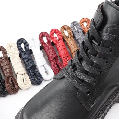 1Pair Waxed Cotton Shoelaces Waterproof Leather Shoelace Sne