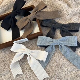 Autumn Winter Knitted Woolen Bow Hair Clips Spring Clips Wom