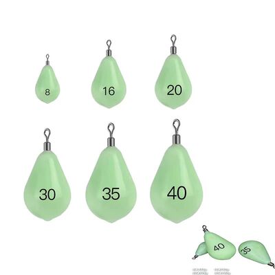 1Pcs Luminous Teardrop Fishing Sinkers with Swivel 8-60# 30g