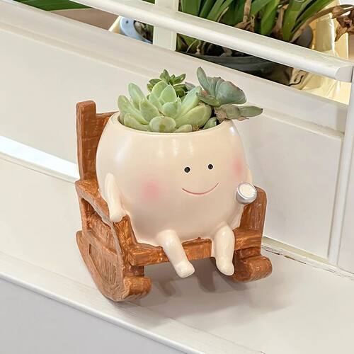 Cute Chair/Swing Smiling Face Little Devil Flower Pot Creati