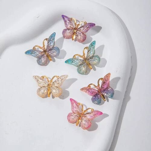 5PCS Sweet Macarons Gradient Color Cute Butterfly Kids Hairp