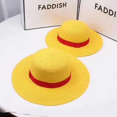 One Piece Cap Straw Hat For Girl Boy Summer Sun Hat Luffy Pe