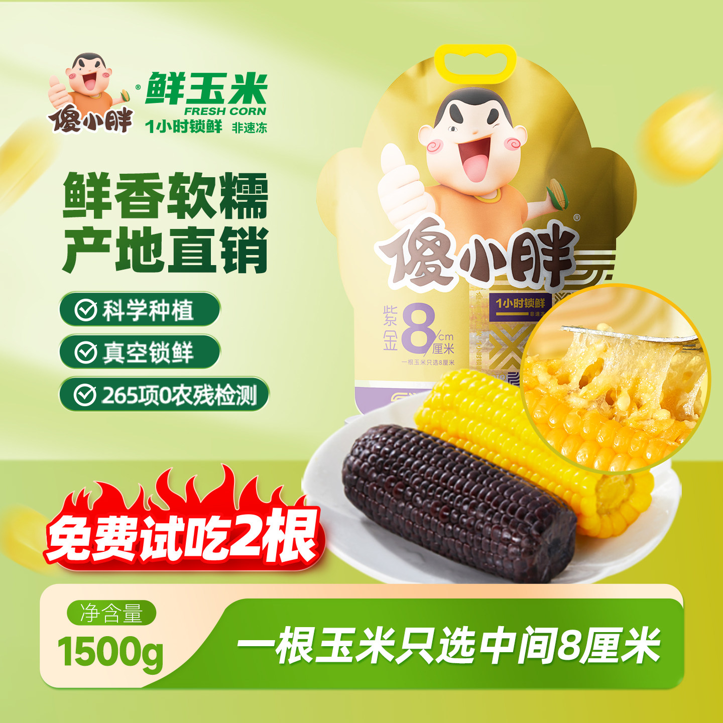 傻小胖1小时锁鲜黄糯玉米新鲜现摘粘紫玉米开袋非即食黏玉米棒,粮油调味/速食/干货/烘焙,玉米,淘宝优惠券,粉丝福利购,淘宝优惠卷