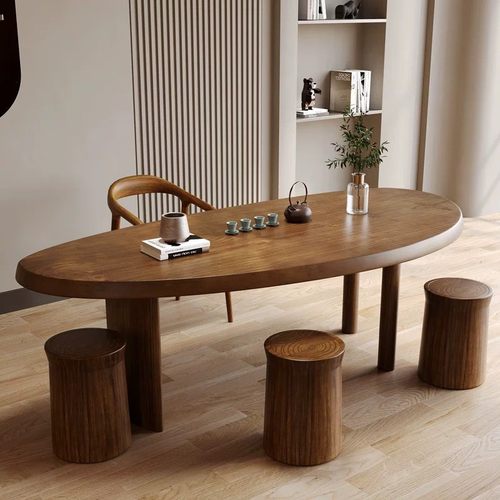 简约实木茶桌原木阳台泡茶桌椅组合弧形桌现代客厅办公异形茶桌子