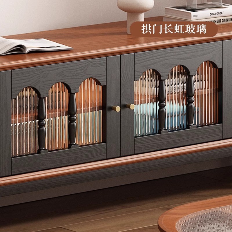 法式中古风实木电视柜法式复古客厅储物柜收纳柜小户型电视柜组合