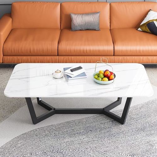 意式岩板茶几轻奢现代小户型茶几北欧客厅家用简约网红长方形茶桌