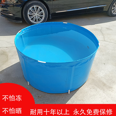 帆布池鱼池袋加厚圆形折叠支架锦鲤鱼池防水布水池金鱼缸换水桶