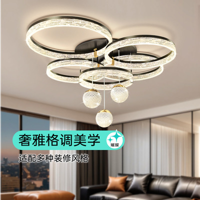 轻奢水晶灯新款客厅餐厅吊灯现代简约大气主灯具中山大灯全屋