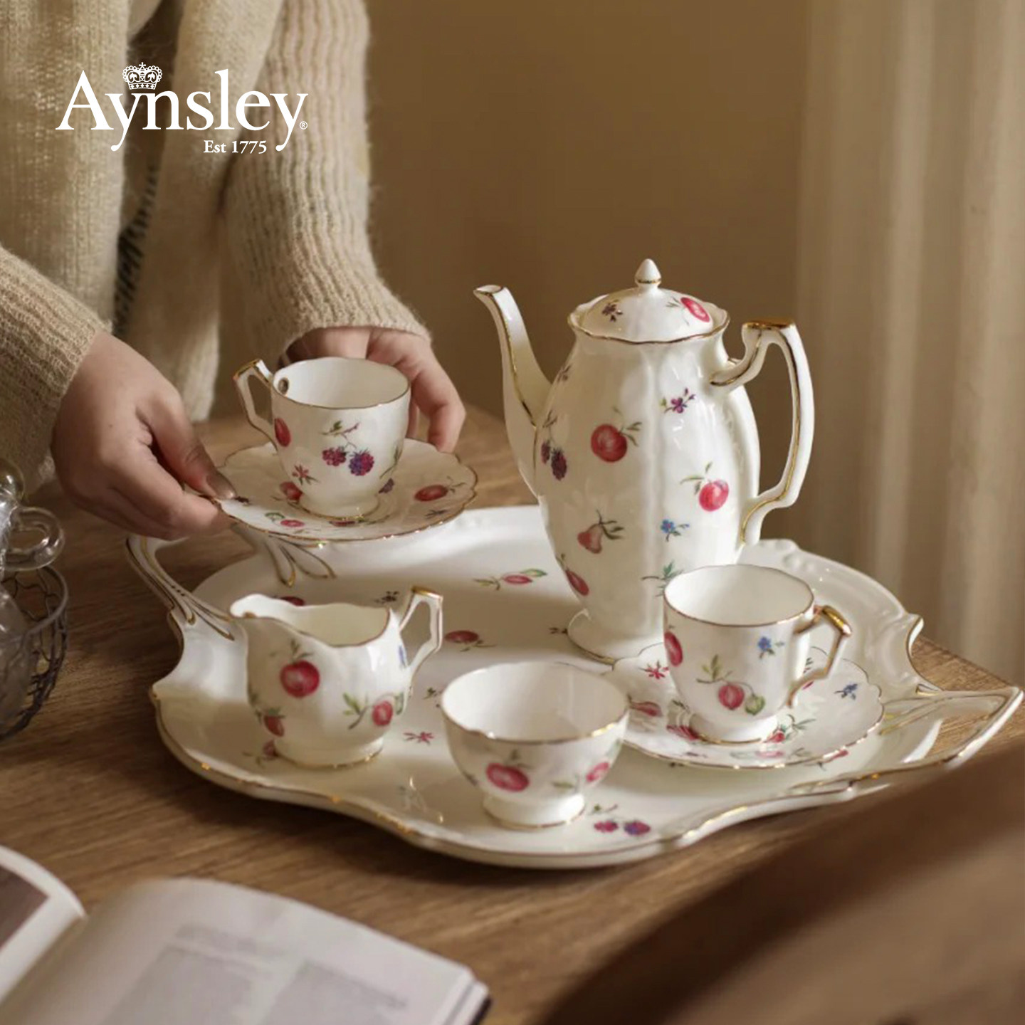 英国Aynsley安斯丽Florida骨瓷咖啡杯碟复古宫廷风欧式茶杯礼物,餐饮具,咖啡杯,淘宝优惠券,粉丝福利购,淘宝优惠卷