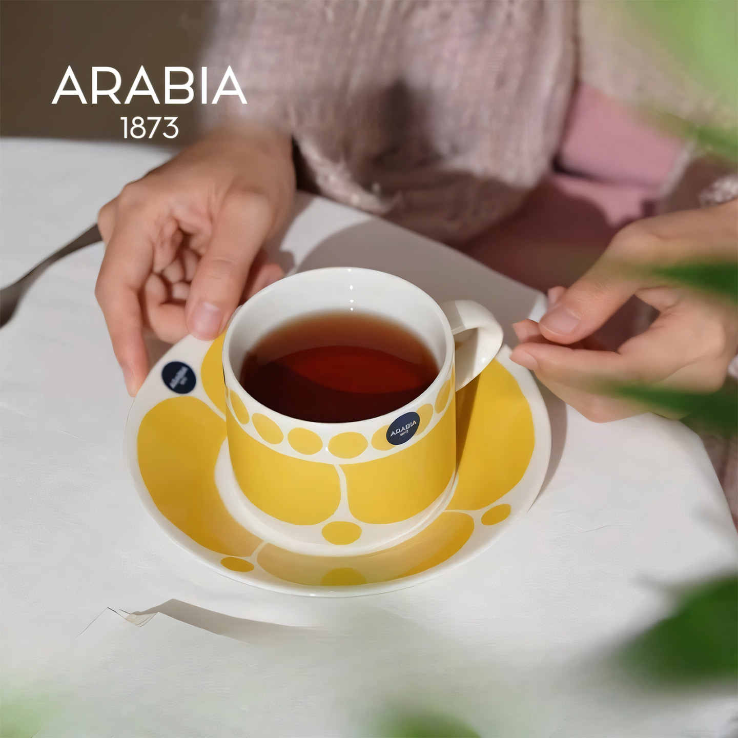 芬兰ARABIA黄色星期天咖啡杯陶瓷高档精致咖啡杯特别好看咖啡杯
