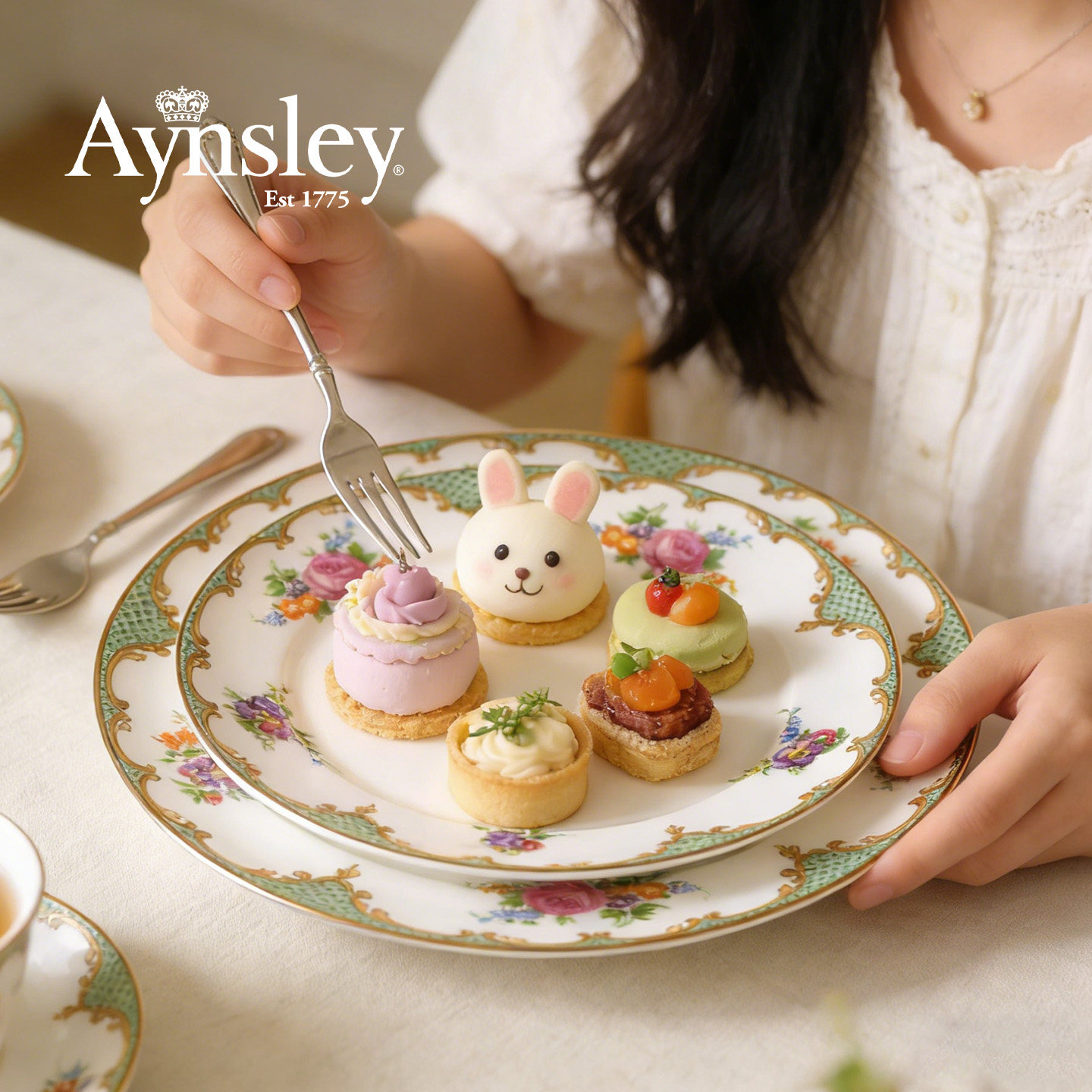 英国Aynsley安斯丽威尔顿下午茶甜品盘欧式糕点盘宫廷轻奢西餐盘