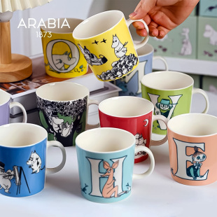 「送杯垫」芬兰arabia姆明杯子可爱陶瓷马克杯情侣对杯生日礼物