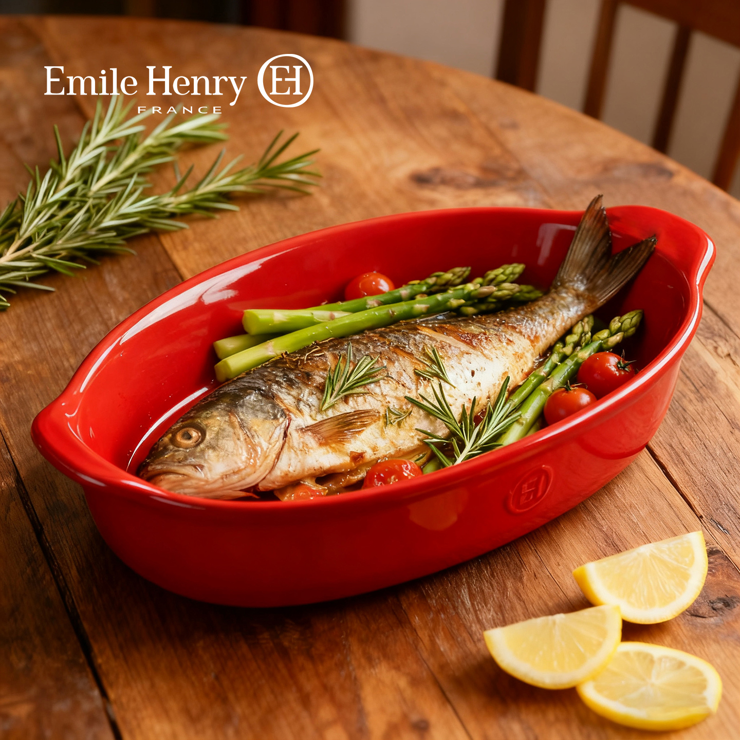 法国Emile Henry双耳椭圆烤盘烤箱用