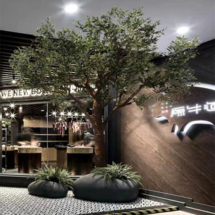 大型落地实木仿真橄榄树许愿树室内外装饰假树北欧风大型仿真绿植
