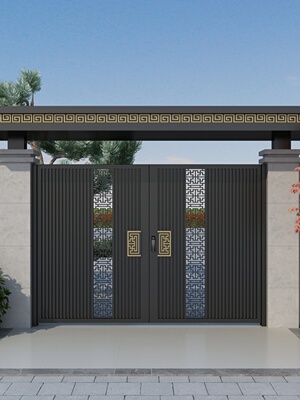 铝合金别墅庭院大门户外花园门镂空小铁门农村自建房围墙电动门楼