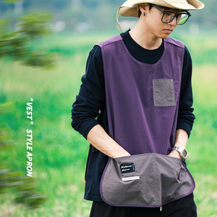 咖啡师奶茶店烘焙餐厅厨房工作服罩衣定制logo 围裙马甲式 日式 时尚