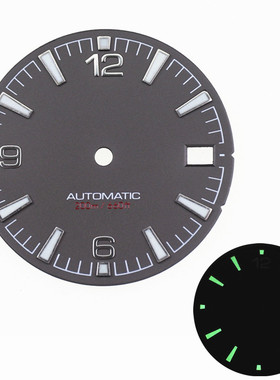 28.5mm代用夜光表盘灰色改装字面适合装NH35NH36自动机械机芯配件