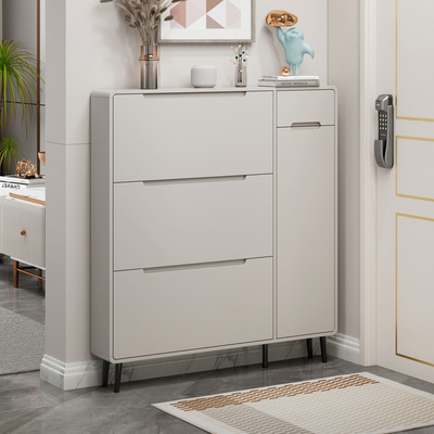 鞋柜家用门口超薄翻斗奶油大容量