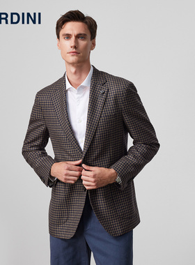 LARDINI意大利进口羊毛千鸟格秋冬单西商务休闲西服男西装外套