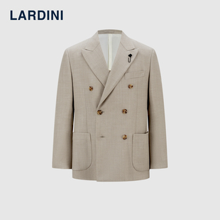 LARDINI意大利进口早春新双排扣羊毛亚麻混纺肌理纹商务轻奢西服