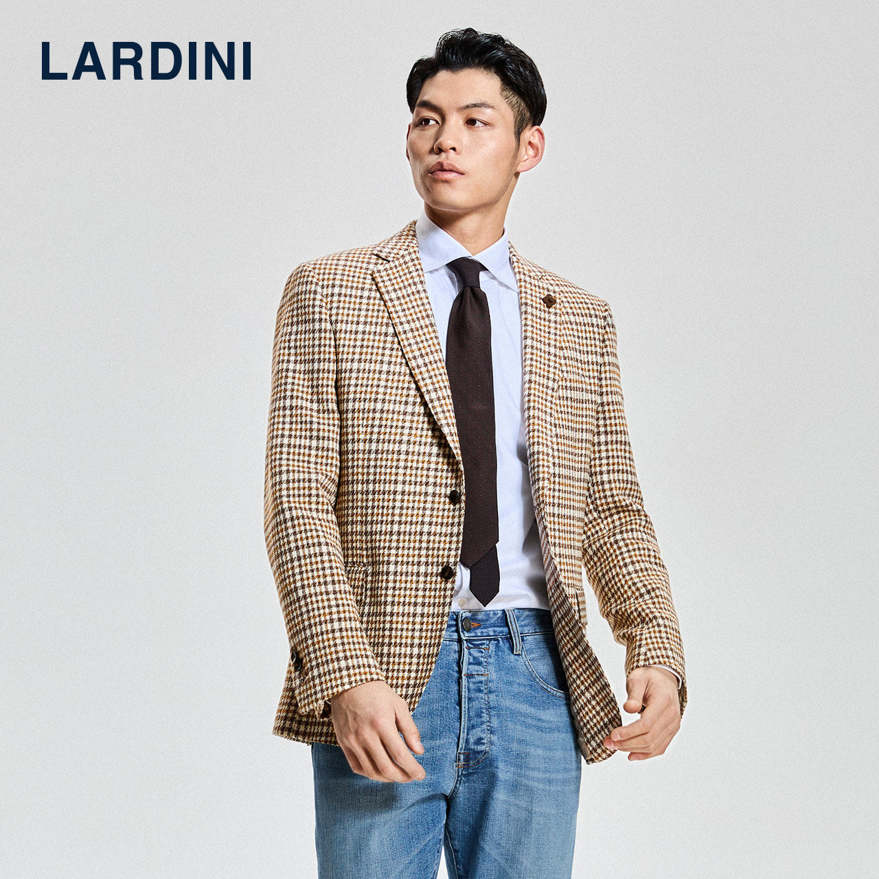 lardini 意大利进口格纹花呢单西男士西装外套休闲修身西服上衣