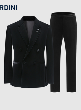 LARDINI意大利进口丝绒秋冬光泽商务宴会正装西服套装男礼服上衣