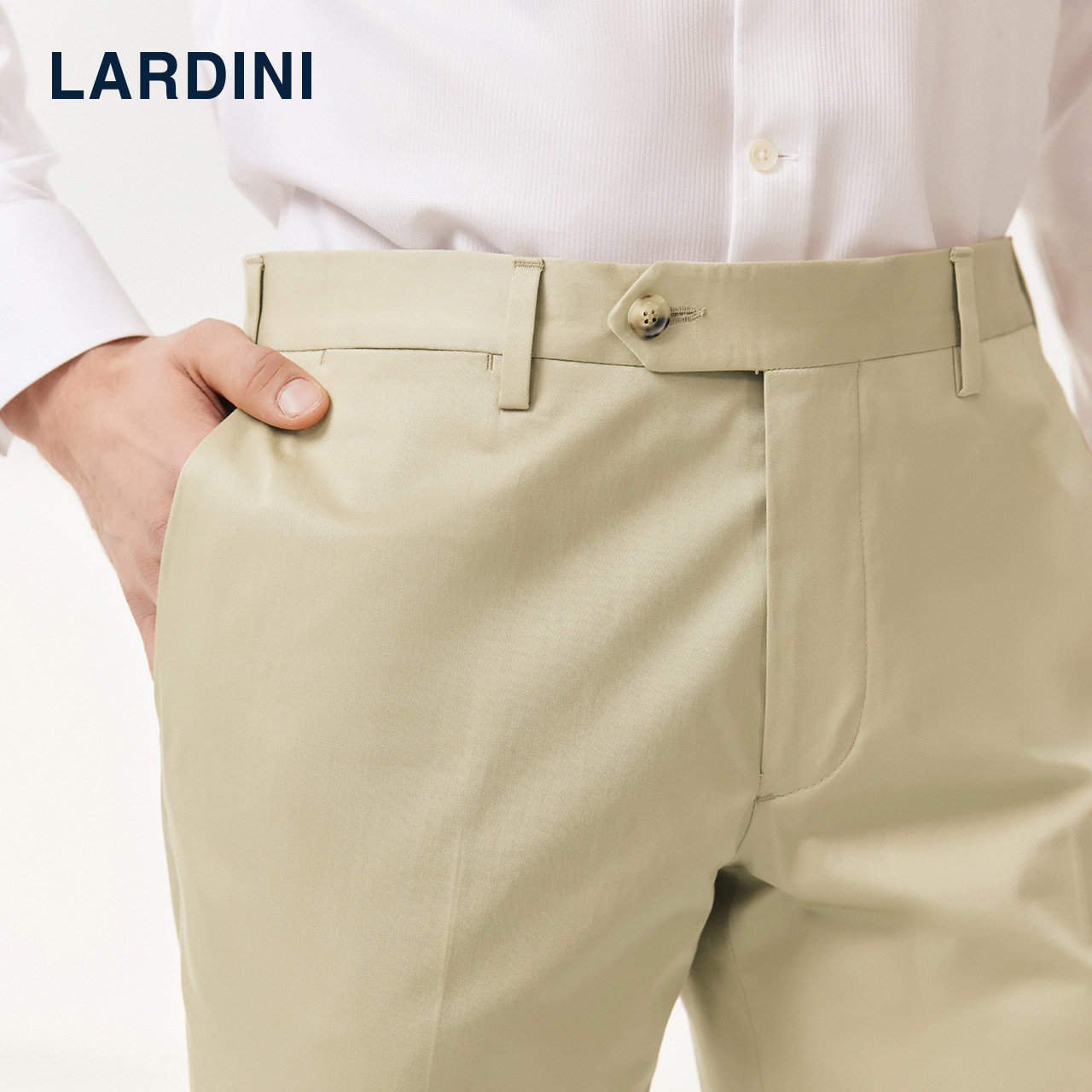 LARDINI意大利进口长绒棉休闲裤男春新款微弹直筒便裤