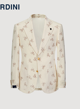 lardini意大利进口棉麻趣味印花单西服男四季商务休闲西薄外套