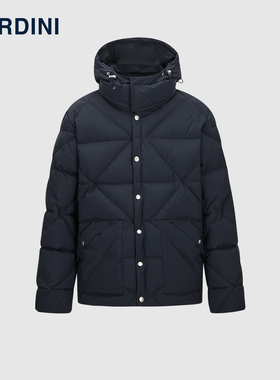 LARDINI意大利进口连帽菱格纹加厚保暖羽绒服外套