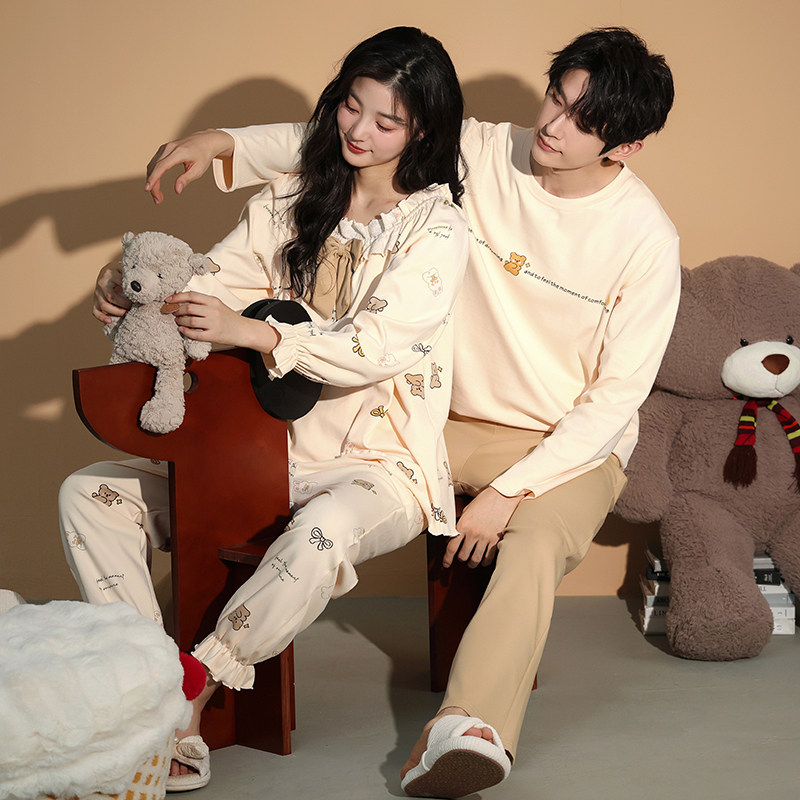 芬腾可安情侣睡衣秋冬款纯棉长袖套装男女可爱卡通小熊家居服套装,女士内衣/男士内衣/家居服,睡衣/家居服套装,淘宝优惠券,粉丝福利购,淘宝优惠卷