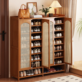 鞋 架 一体靠墙楠竹收纳鞋 柜家用入户门口多层楼道防尘新款 2025爆款