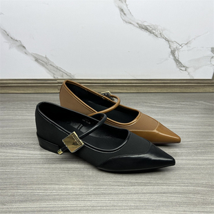 鞋 尾货清仓特价 女浅口一字带软底平底时装 气质尖头单鞋 女 处理法式