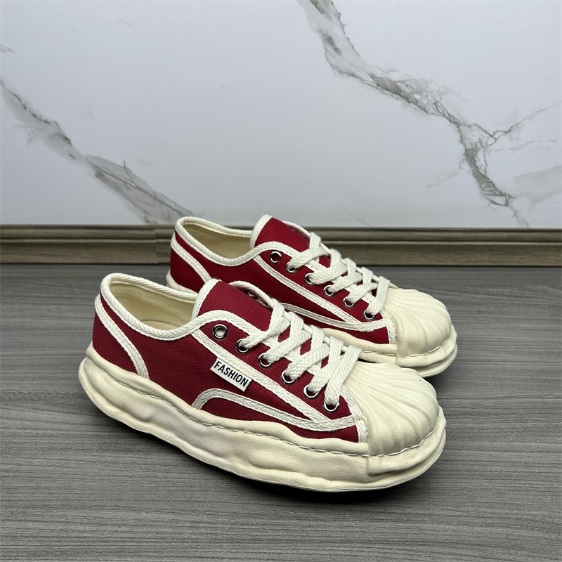 尾货清仓断码处理溶解性春夏厚底休闲百搭舒适拼色特价红色帆布鞋