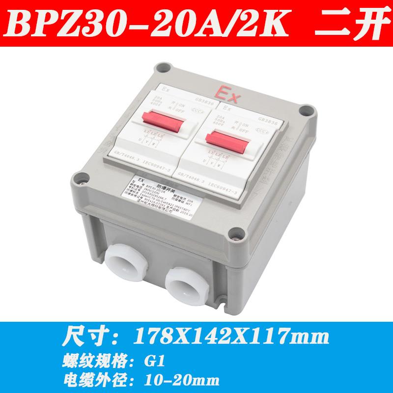 新款工业三相防爆空开断路器BPZ30-20A 一开二开220V380V防尘包邮