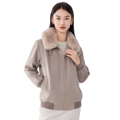 蒙古纯羊绒外套女高档带毛领