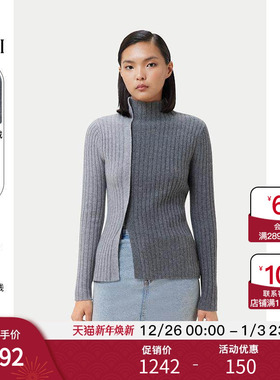 GOBI戈壁秋冬新款拼接时尚简约气质半高领女士针织衫WK0961