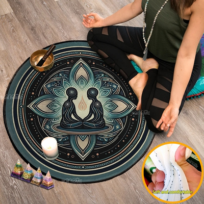 圆形曼陀罗地毯禅修颂钵垫冥想打坐垫静坐垫Spiritual Round Rug