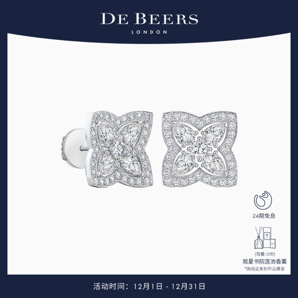 EnchantedLotus白金钻石耳钉