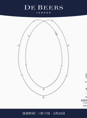 [新年礼物]De Beers 戴比尔斯 Clea 长款18K白金钻石项链