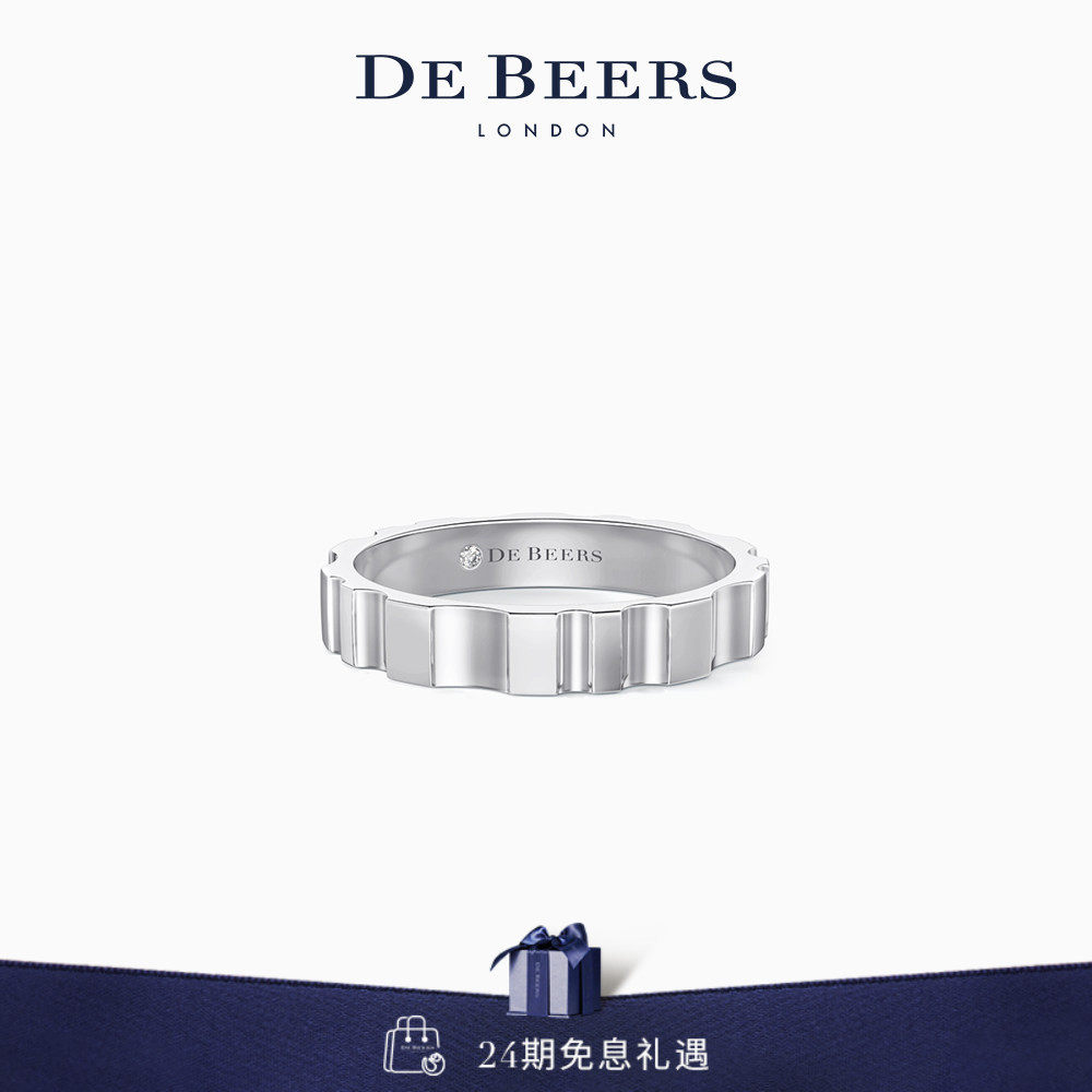 【礼物】 戴比尔斯 De Beers  RVL 白金戒指 3.6MM 18K金 对戒