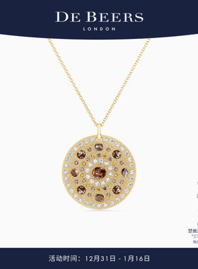 [新年礼物]戴比尔斯 Talisman Medal 18K黄金钻石项链